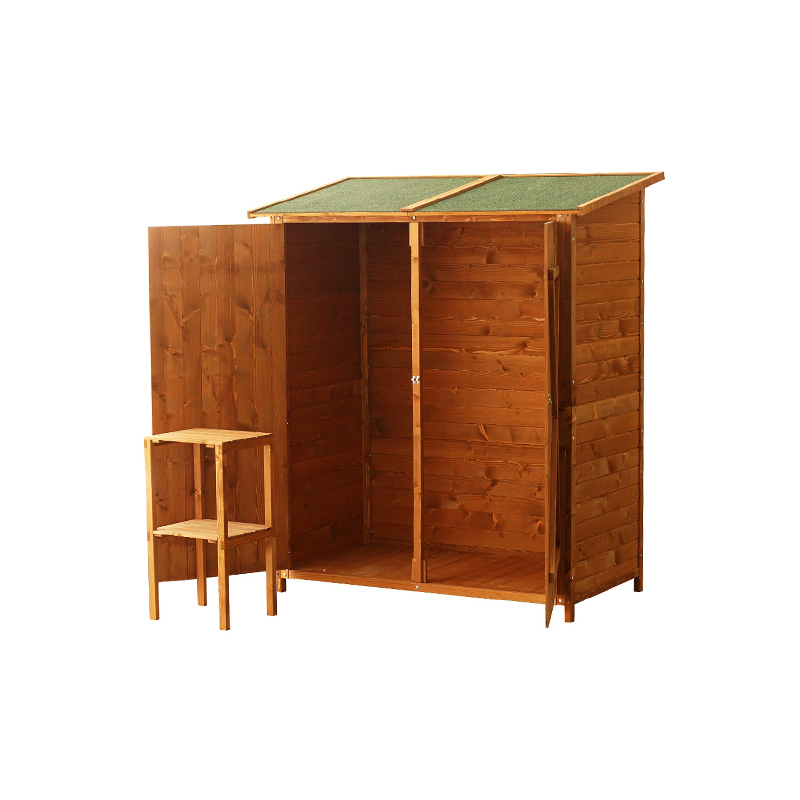 2 Doors Waterproof Wooden Garden Storage Sheds with Stool